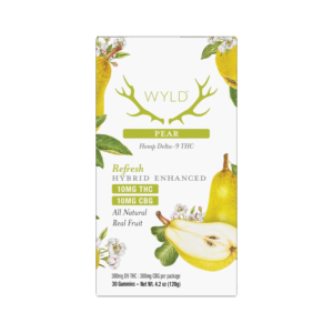 WYLD | Pear Gummies | 10mg Delta-9 THC + 10mg CBD – 30 Count