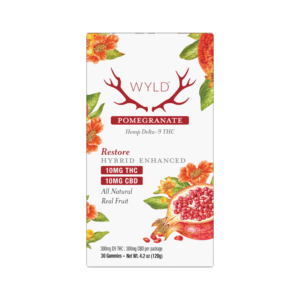 WYLD | Pomegranate Gummies | 10mg Delta-9 THC + 10mg CBD – 30 Count