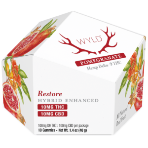 WYLD | Pomegranate Gummies | 10mg Delta-9 THC + 10mg CBD – 10 Count